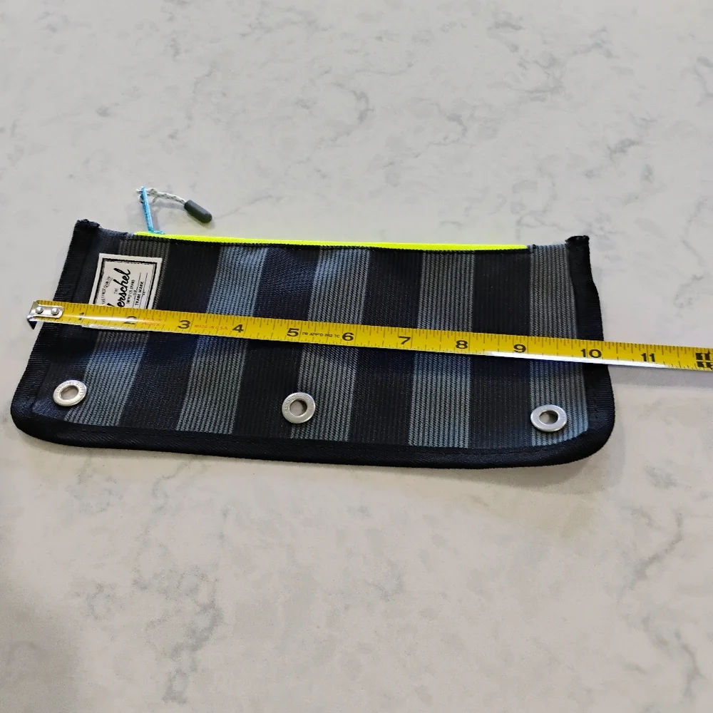 Herschel Supply Company. Striped Black Soft Zip Pencil Case with Neon Accents